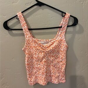 American Eagle Outfitters Orange Floral Tank Top